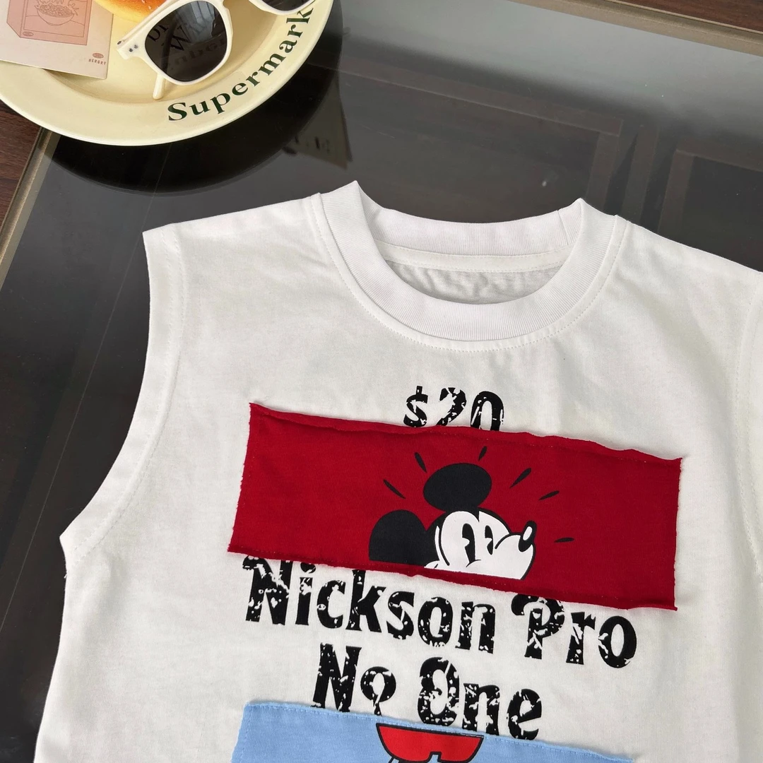 无袖T恤2025新款夏季上衣卡通男童背心薄款宝宝儿夏装