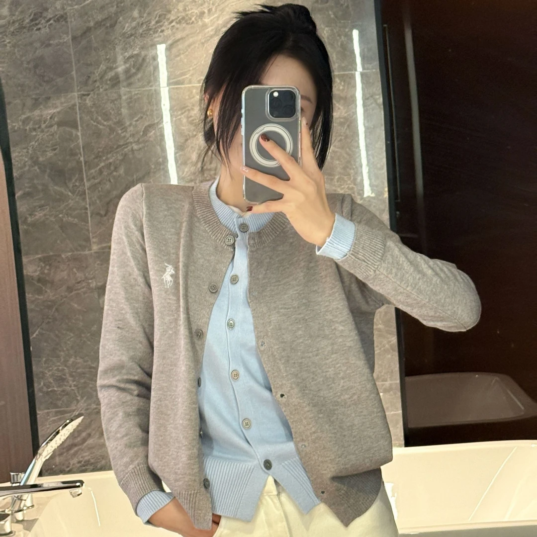 假两件圆领针织开衫女秋冬季设计学院风小个子外搭长袖上衣G5-63