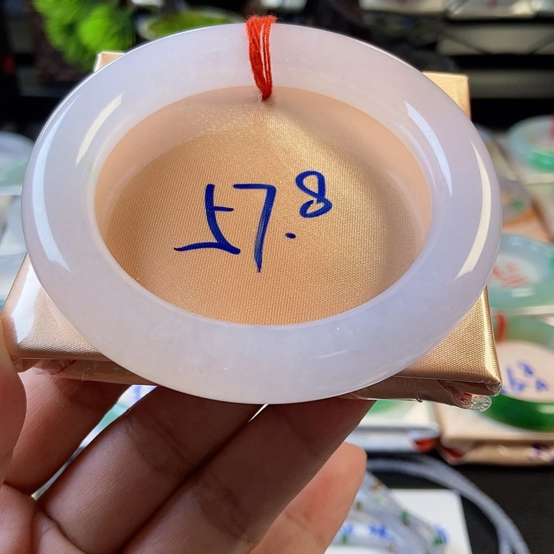翡翠未镶嵌手镯23冰白圆条