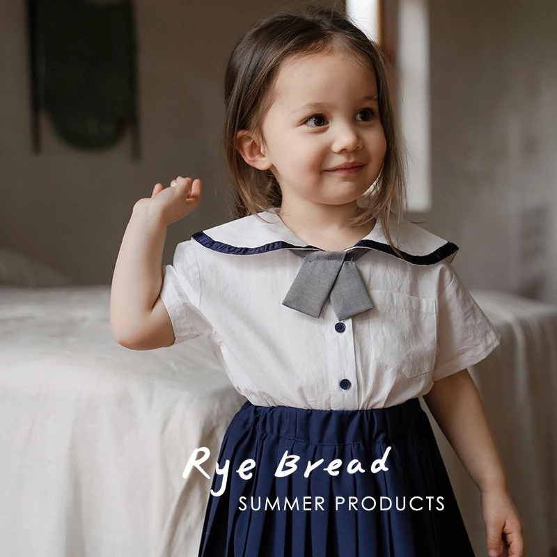 ryebread/黑面包童装 海军领披肩领学院风女小童宝宝两件套装夏季