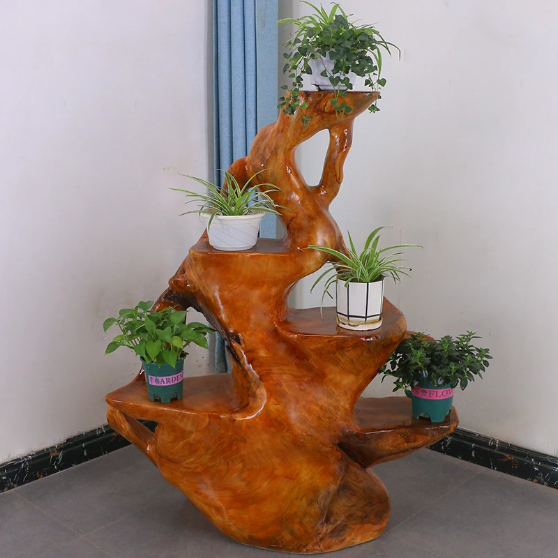 根雕花架摆件客厅实木艺术花架树根天然树根花架落地架MH10575