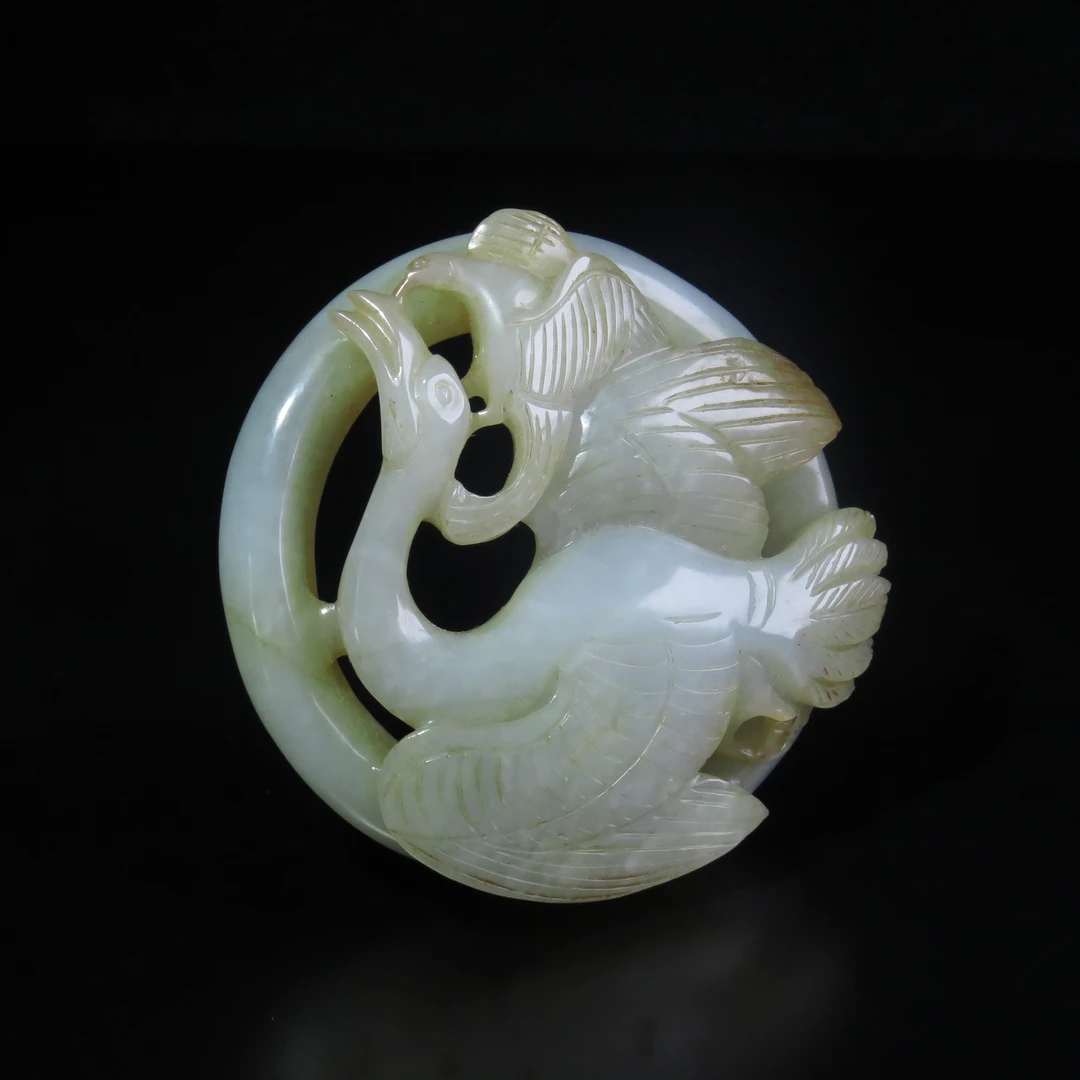 清代海东青捕天鹅玉绦环/MZ543278/和田玉/民族文物