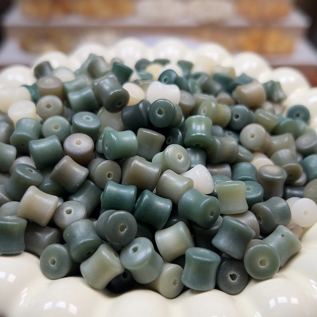 手串菩提根/象牙果微瑕卡9绿色竹节150颗
