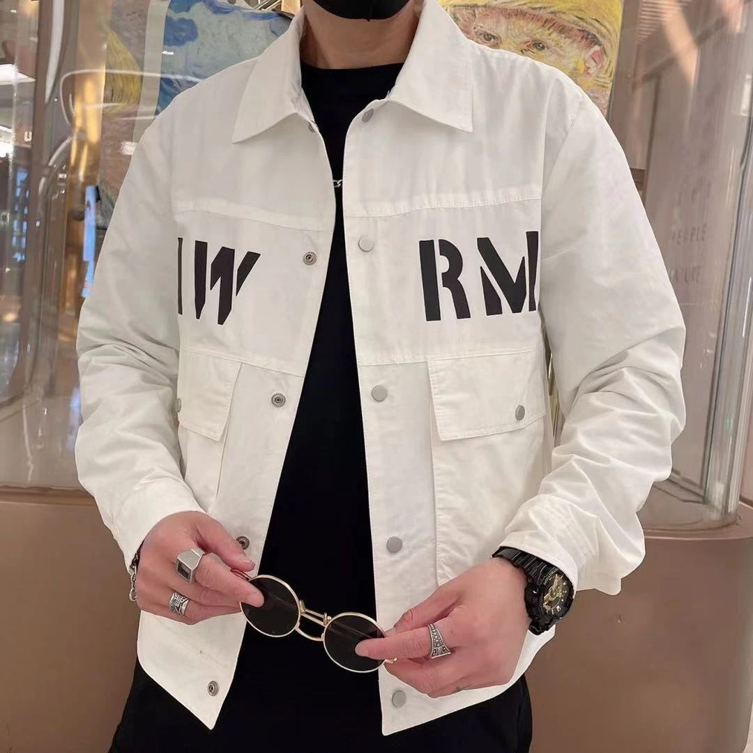 春季工装翻领大字母印花休闲夹克外套-3318