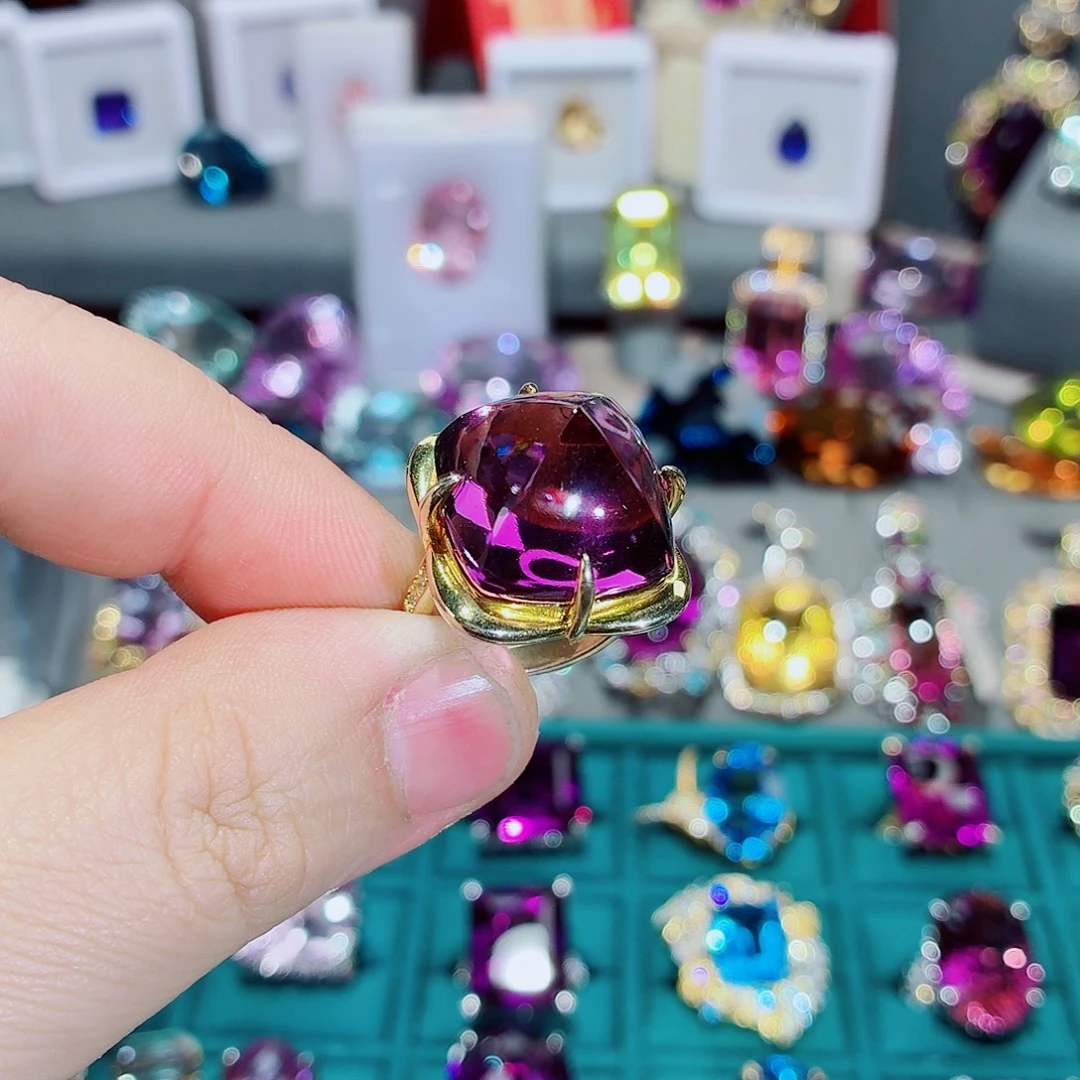 水晶戒指银S925镶嵌