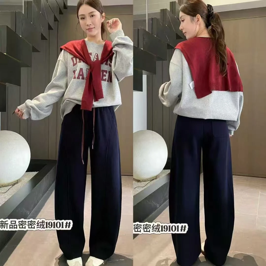 【摩姐姐欧韩】19101加绒加厚宝宝绒抽绳松紧腰小弯刀卫裤