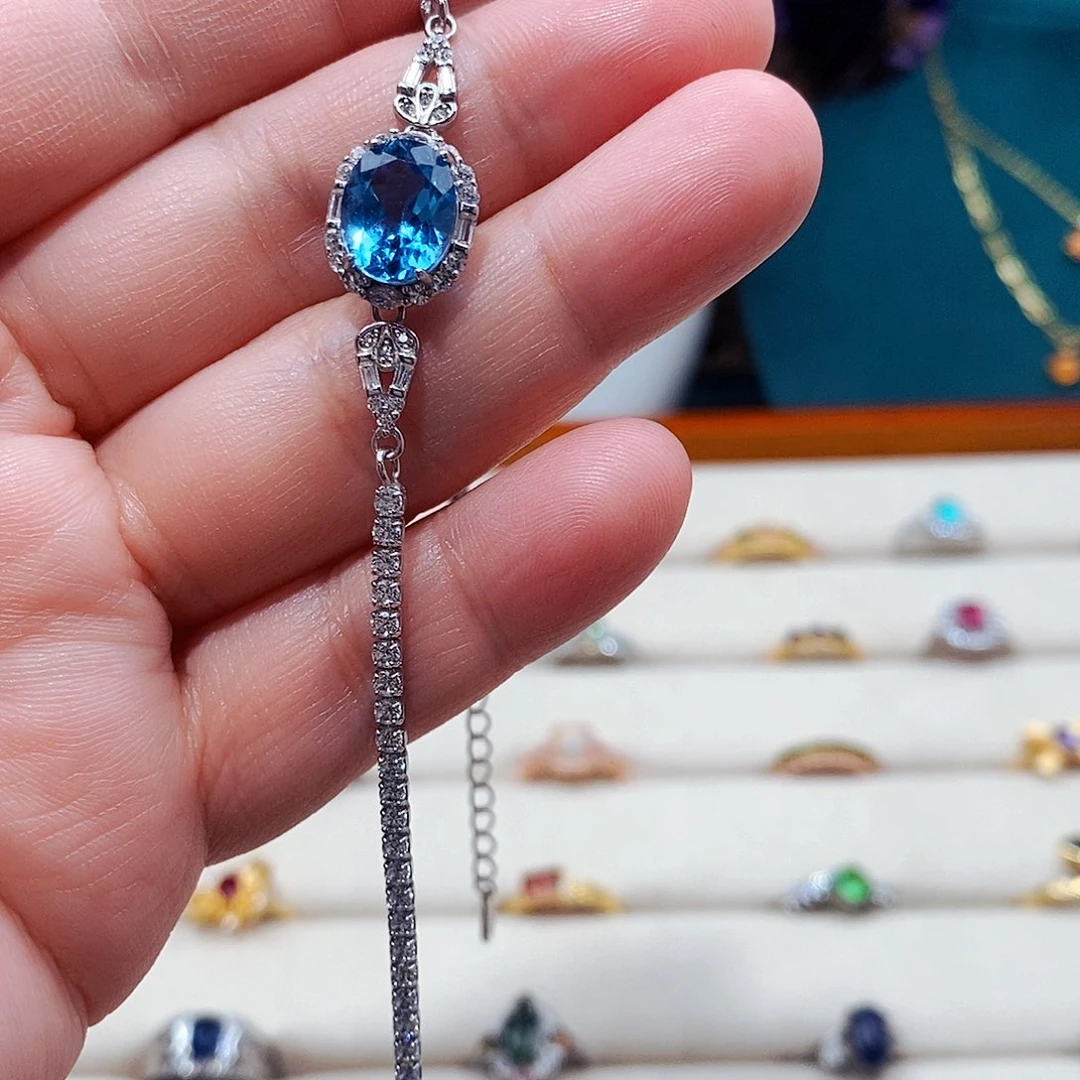 托帕石手链银S925镶嵌