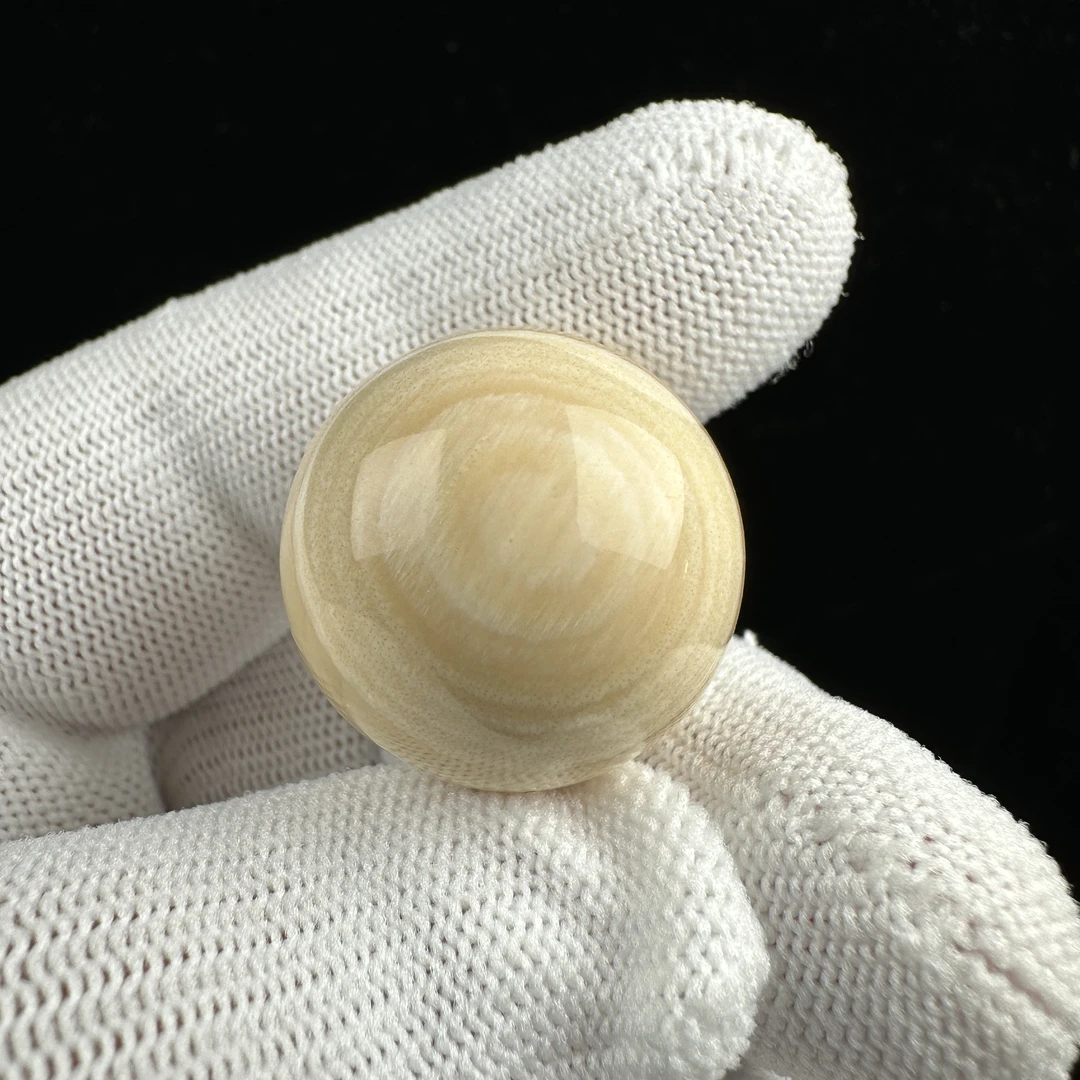 D8291天然猛犸牙 芝士皮圆珠24mm支持鉴定 假一罚四