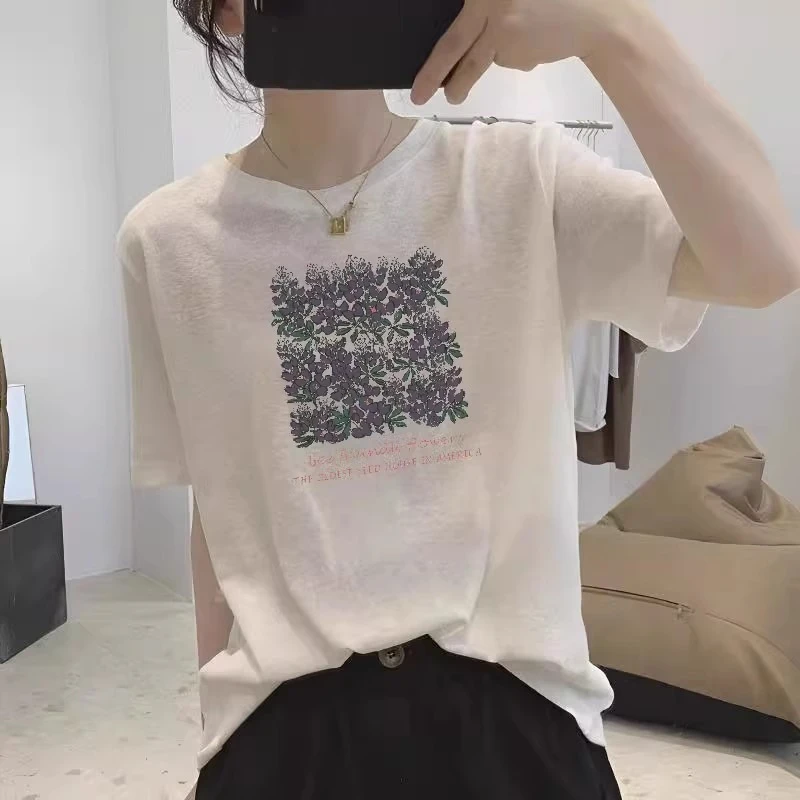 雪花棉白色轻薄短袖T恤女夏季轻奢高级感欧货宽松2025初夏穿搭