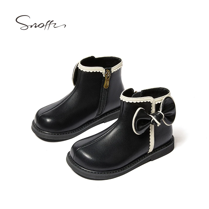 【断码捡漏】Snoffy斯纳菲儿童皮靴女童短靴真皮秋冬公主时尚单靴子