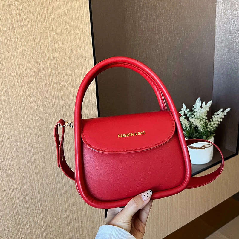 2024夏季新款时尚气质简约小清新纯色大气手提单肩斜挎小方女包包