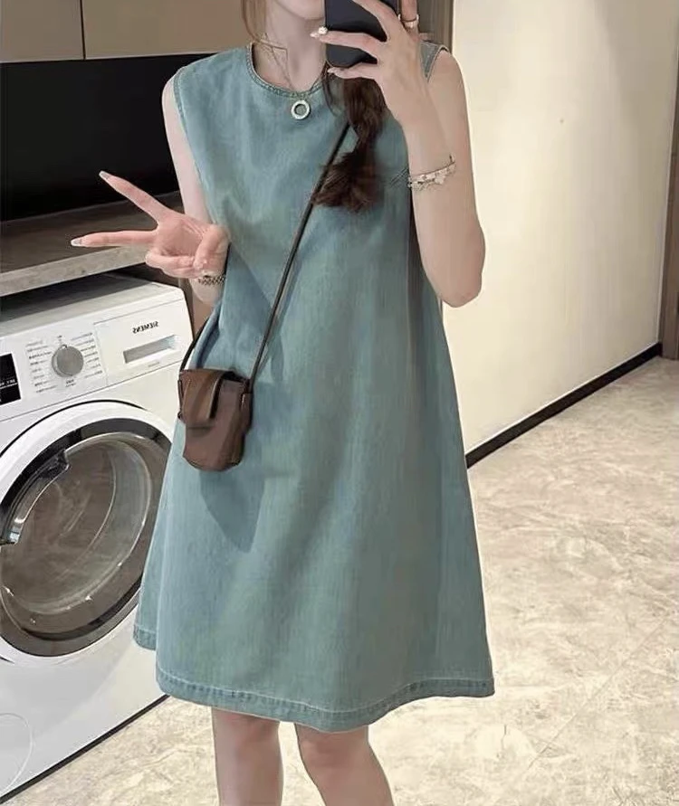 49 韩系复古高级感显瘦小心机软料牛仔连衣裙（J01）