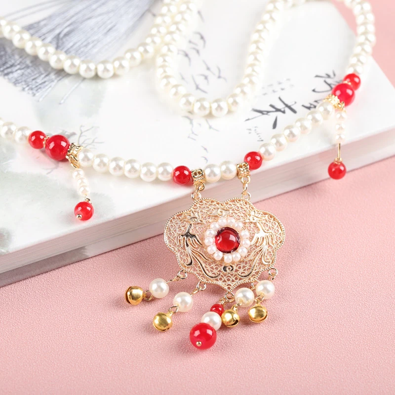 新款冬季汉服软璎珞保色防珍珠长璎珞汉服配饰写真项链女古风