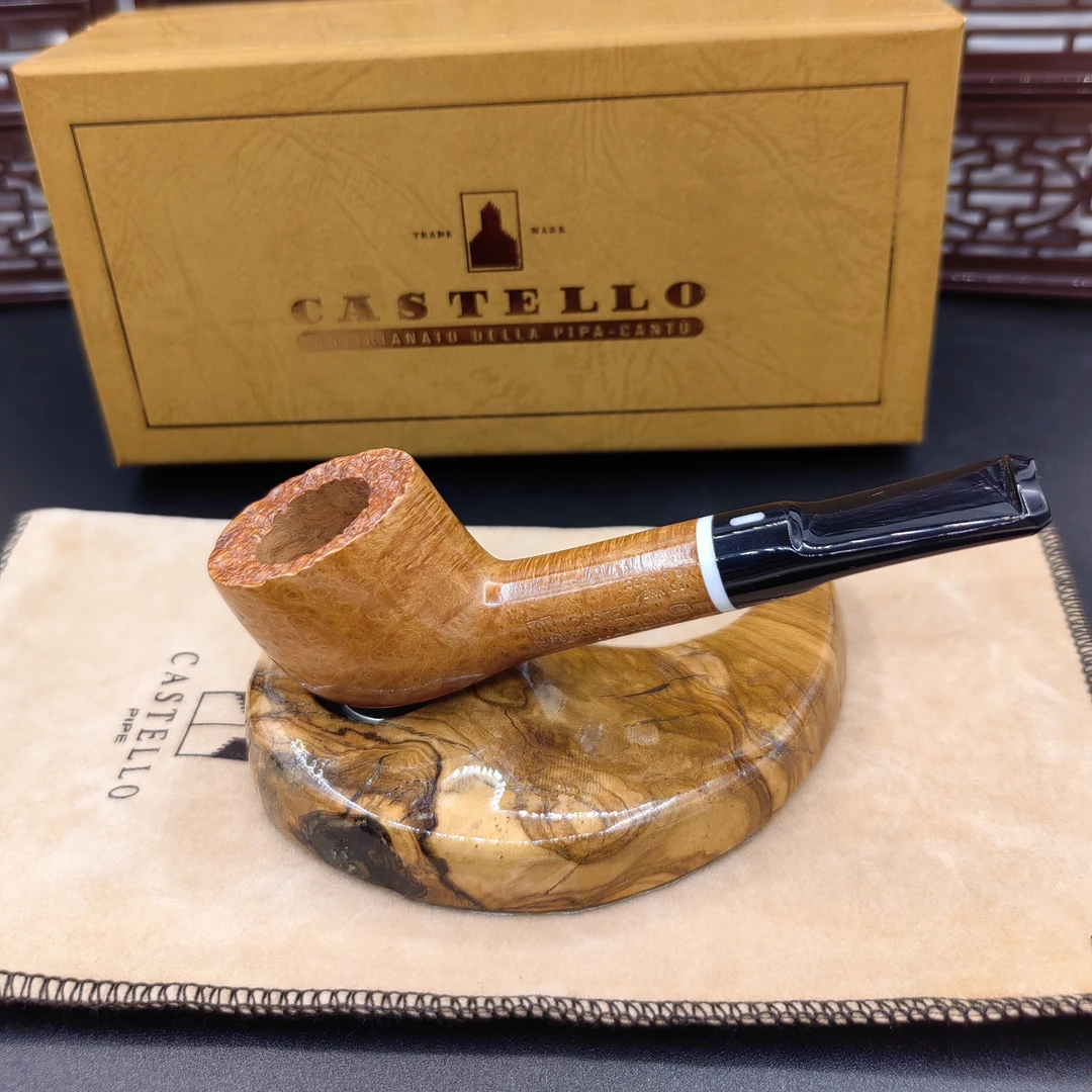 【卡斯特罗】收藏kk原木色瘤皮全新石楠木手工烟斗