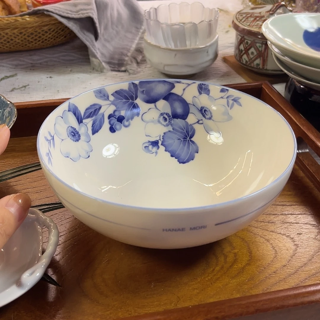 瓷片青花花朵大钵可做菜钵或面碗24