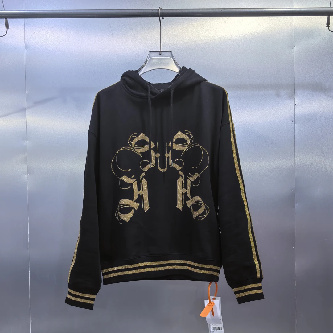 P02-110111-EDX春秋款潮流重工烫钻虎头印花宽松连帽卫衣
