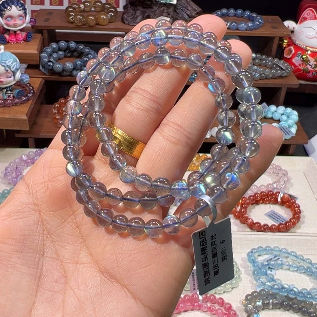 未镶嵌手串长石收藏级灯泡灰月光三圈6.2