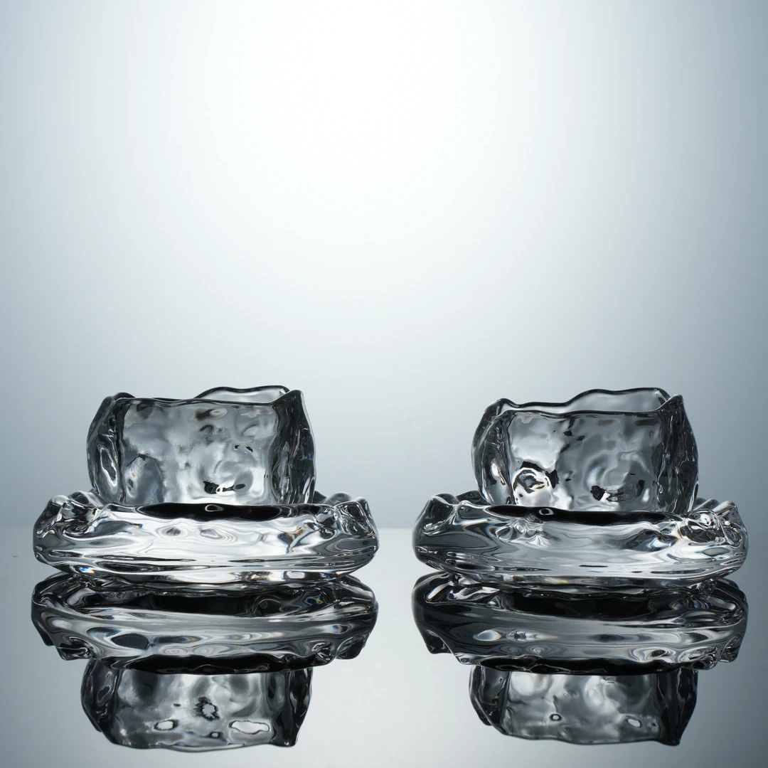 D璃湾·卧冰 | 两支装创意无铅水晶玻璃云朵小茶杯 功夫茶杯带杯垫