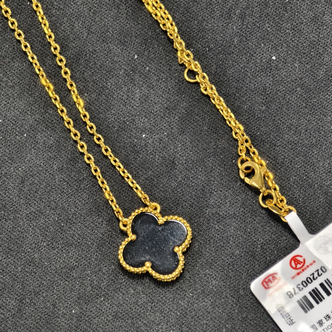 【周老板】足金黑四叶草项链