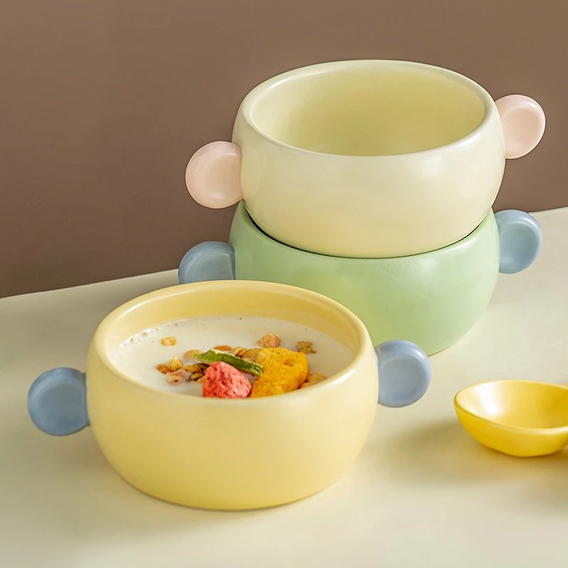 onlycook双耳陶瓷碗可爱儿童碗宝宝专用吃饭小碗餐具饭碗酸奶碗