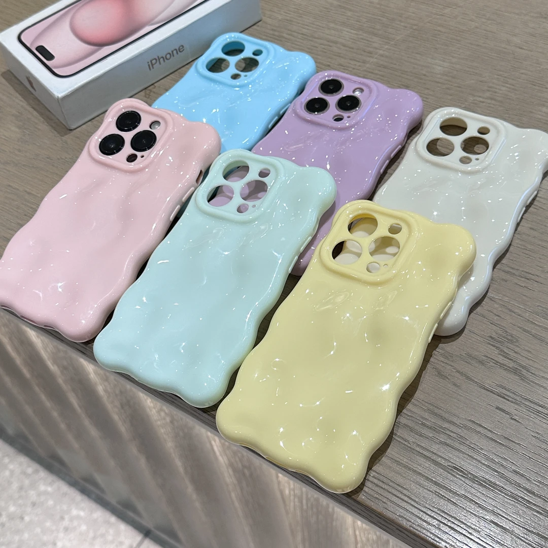 多巴胺云朵波浪壳适用于苹果iPhone16/15/14promax手机壳纯色软13