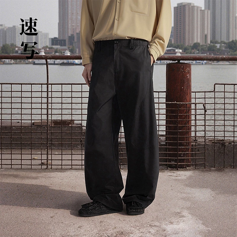 【马家辉同款】速写男装2025秋新品休闲裤长裤宽松海螺裤9P7E14640