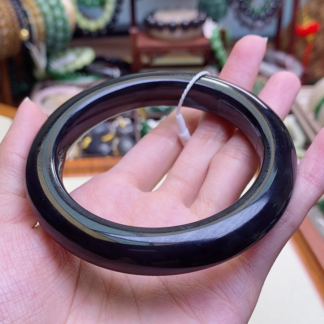 和田玉未镶嵌颈饰烟紫帝王紫手镯59圈口