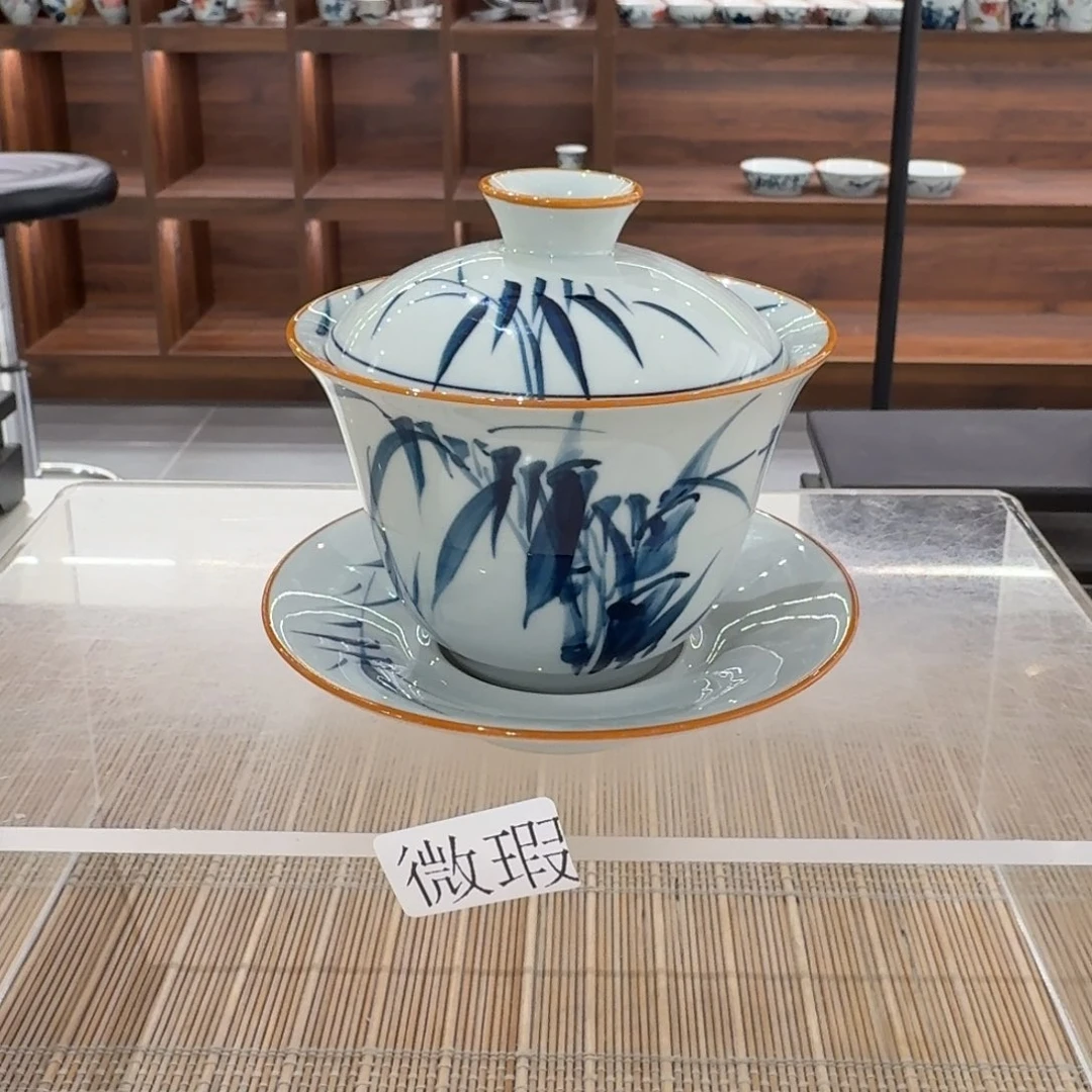 釉下手绘茶具微瑕