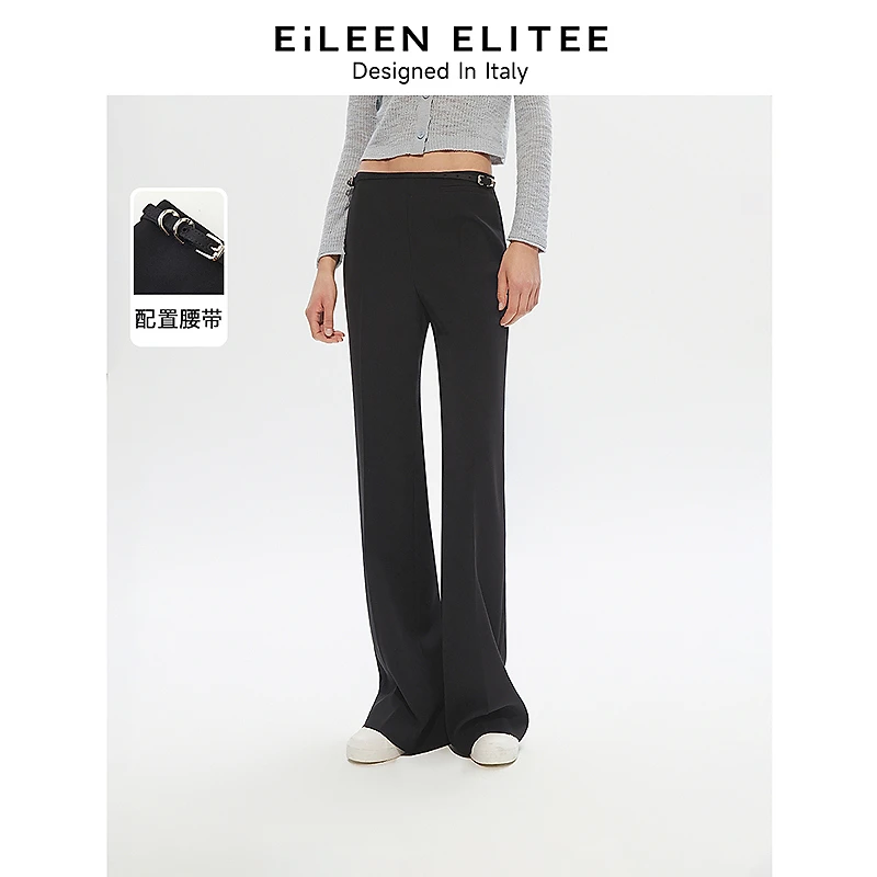 【丽公主】朗姿欧洲EiLEEN ELITEE西裤黑色微喇职业长裤8WPT001
