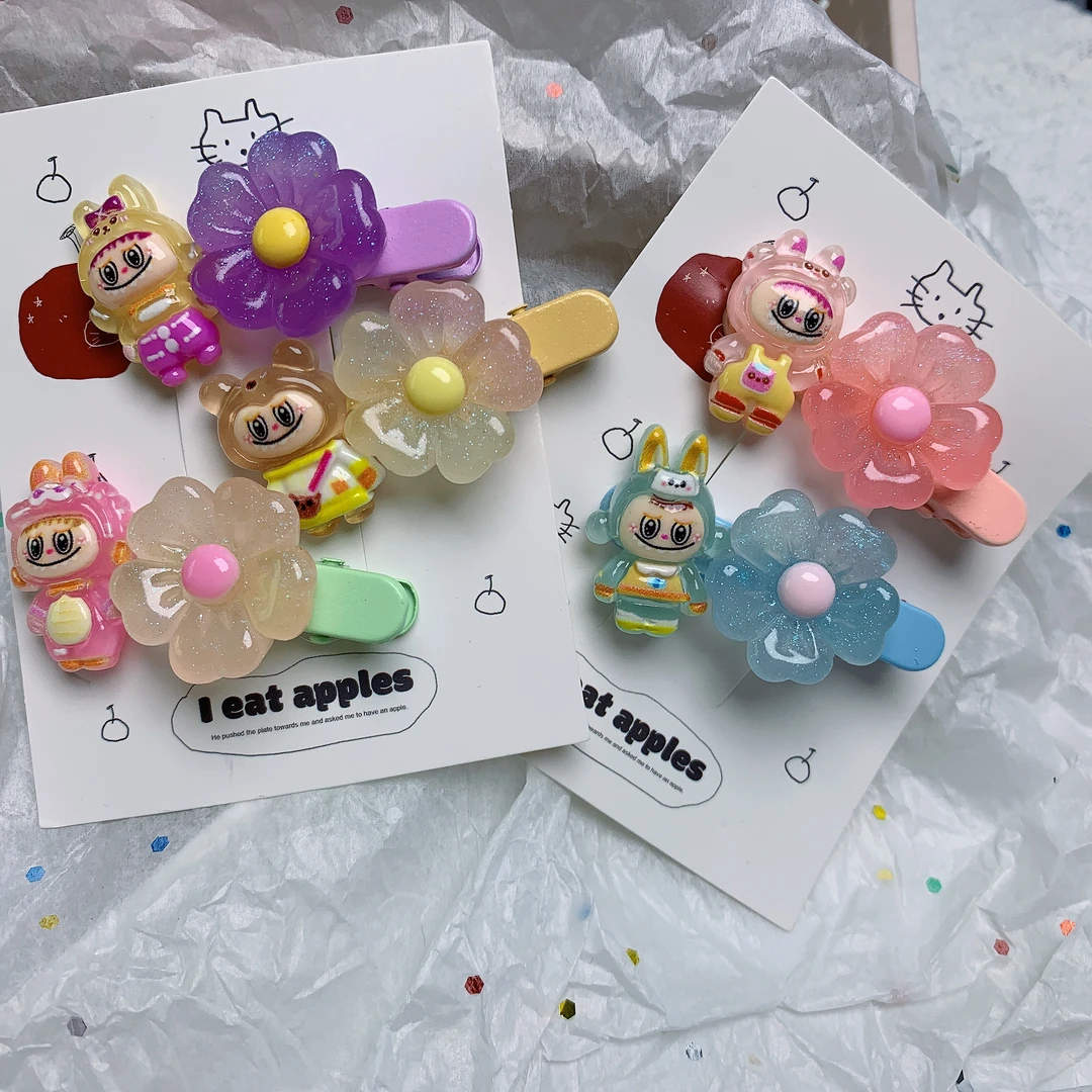 夜光布布可爱风少女风手工鸭嘴夹发夹