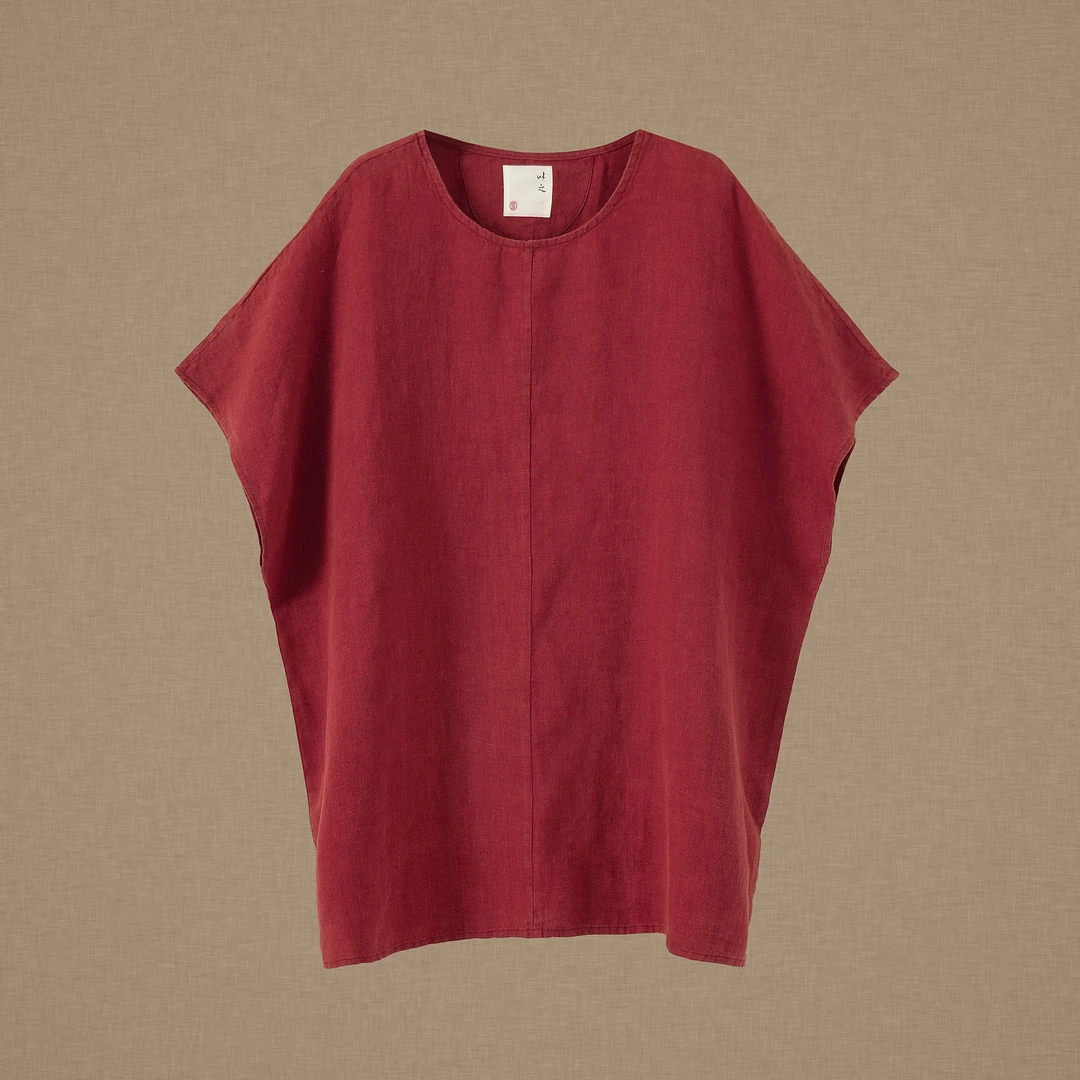 【以之】设计师品牌原创宽松大圆领亚麻上衣复古禅意百搭小衫女