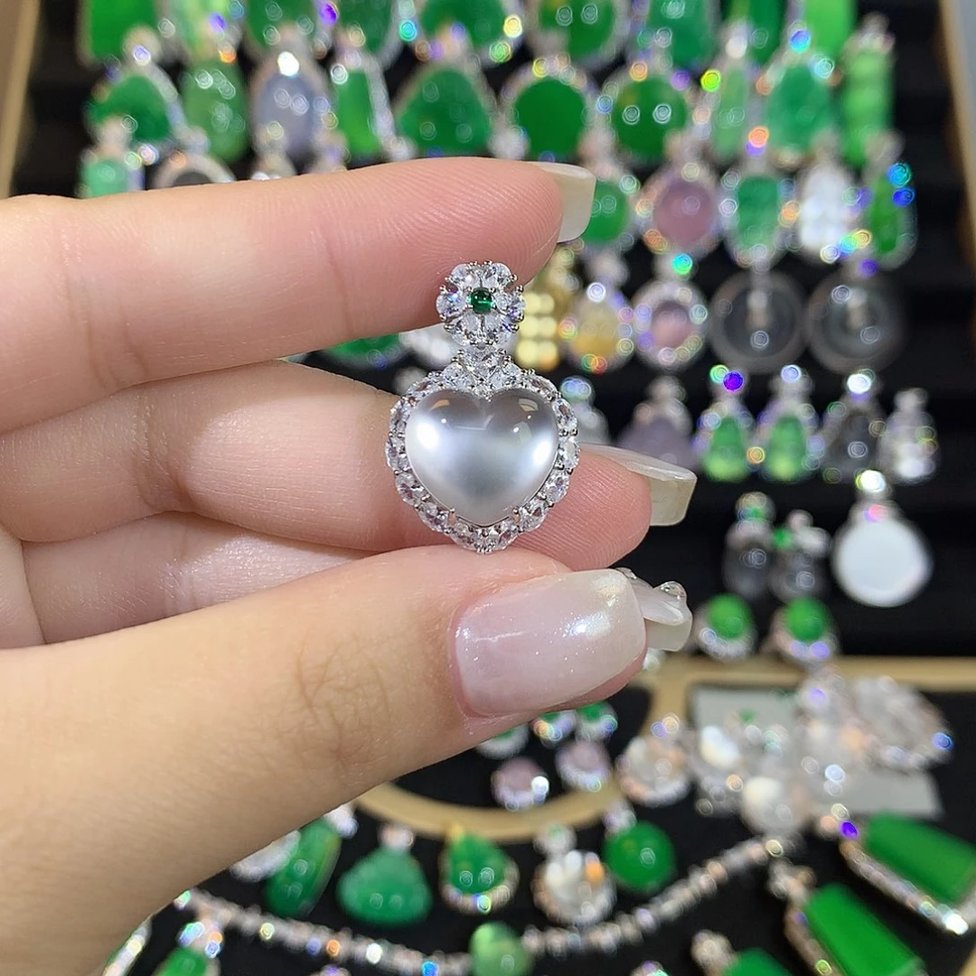 石英质玉银S925镶嵌颈饰