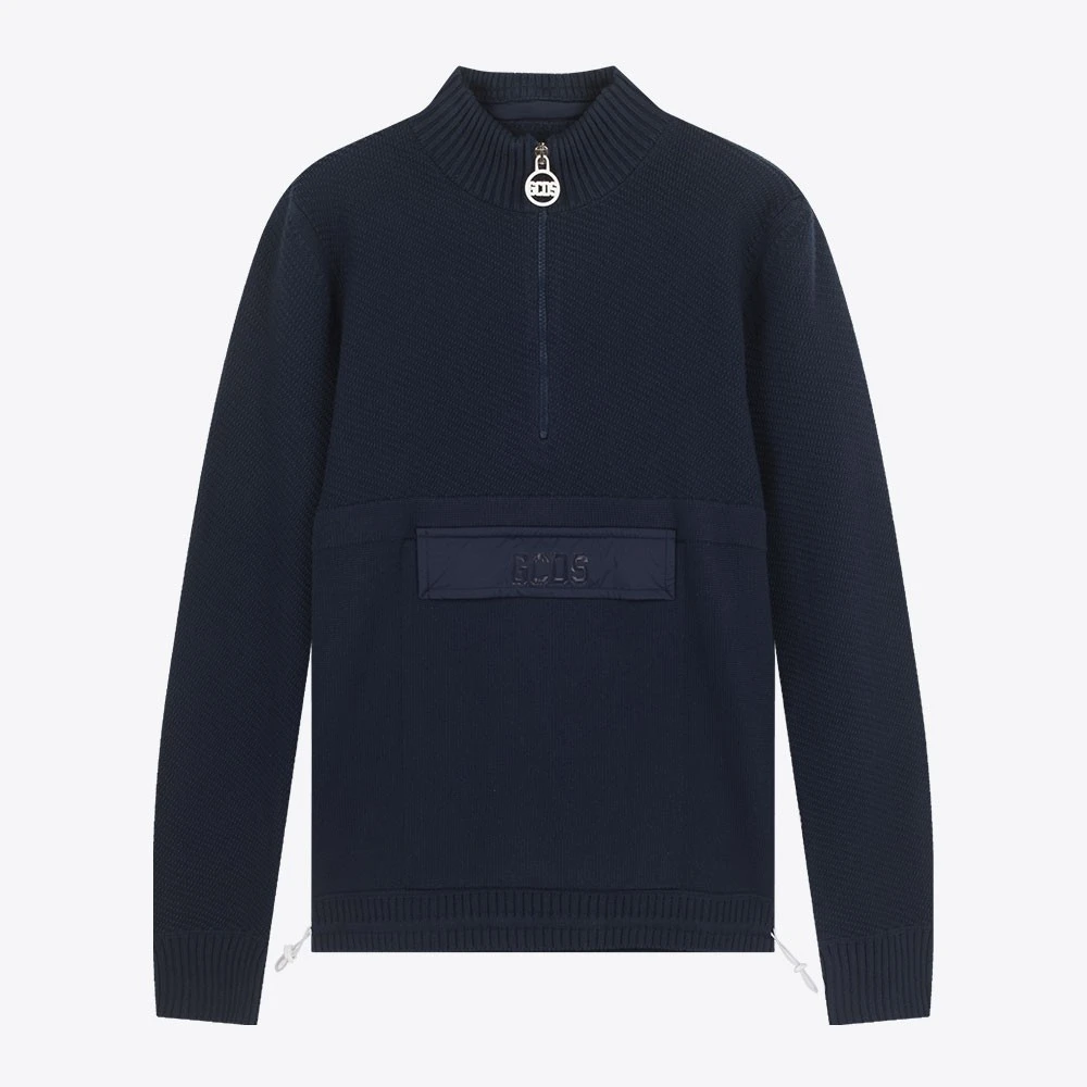 GCDS秋冬logo半拉链套头立领纯棉厚款毛衣SS18M020017-08