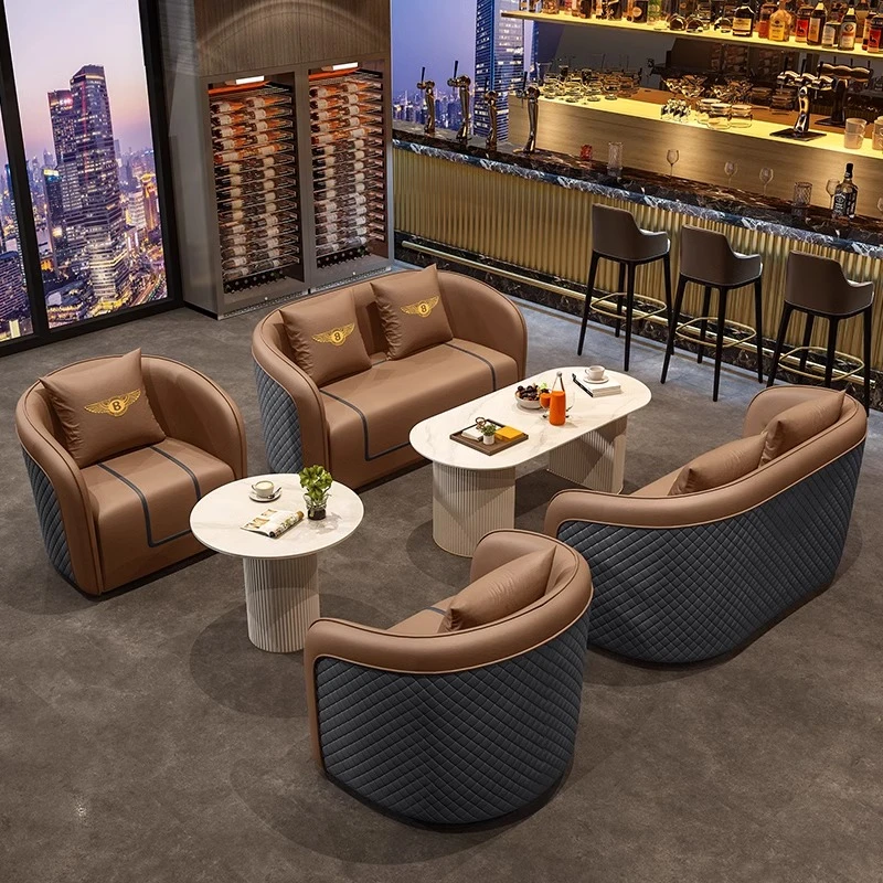 接待洽谈桌椅组合欧式简约接待室办公接待会客沙发茶楼茶楼卡座