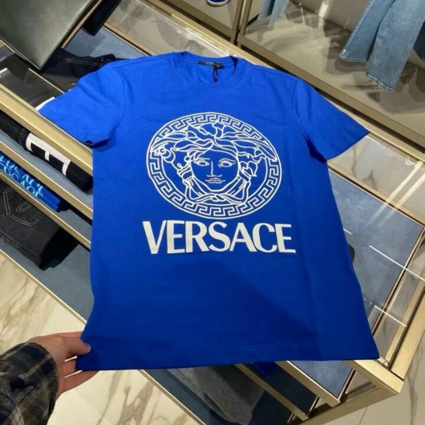 未使用 VERSACE/范思哲 范思哲 美杜莎经典logo印花T恤宝蓝色