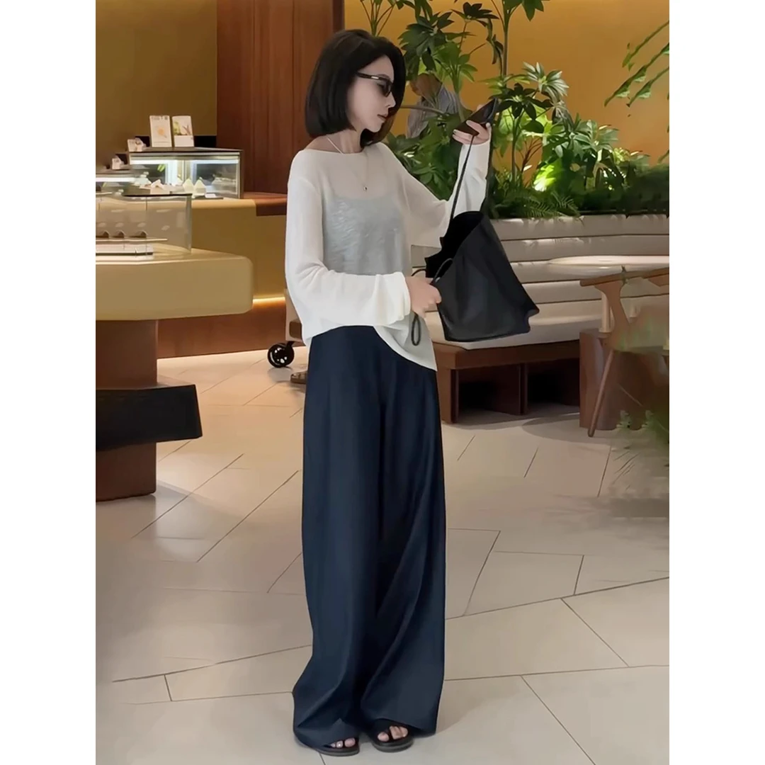 早秋韩系简约小个子休闲套装女白色薄款上衣裤子通勤穿搭一整套