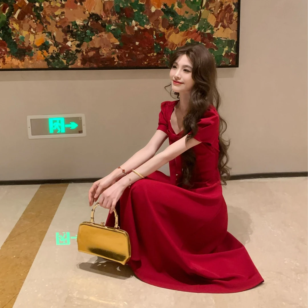 年终请沧【玫瑰之夜】25夏出游气质减龄多巴胺显瘦连衣裙 00100 QC