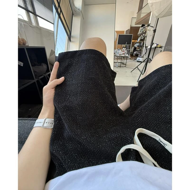 黑色满天星针织短裤男款夏季潮牌小香风裤子高级感痞帅时尚五分裤