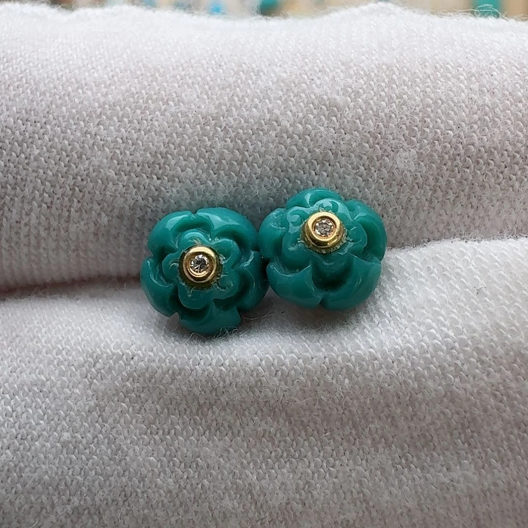 绿松石珠宝奇石18K金镶嵌