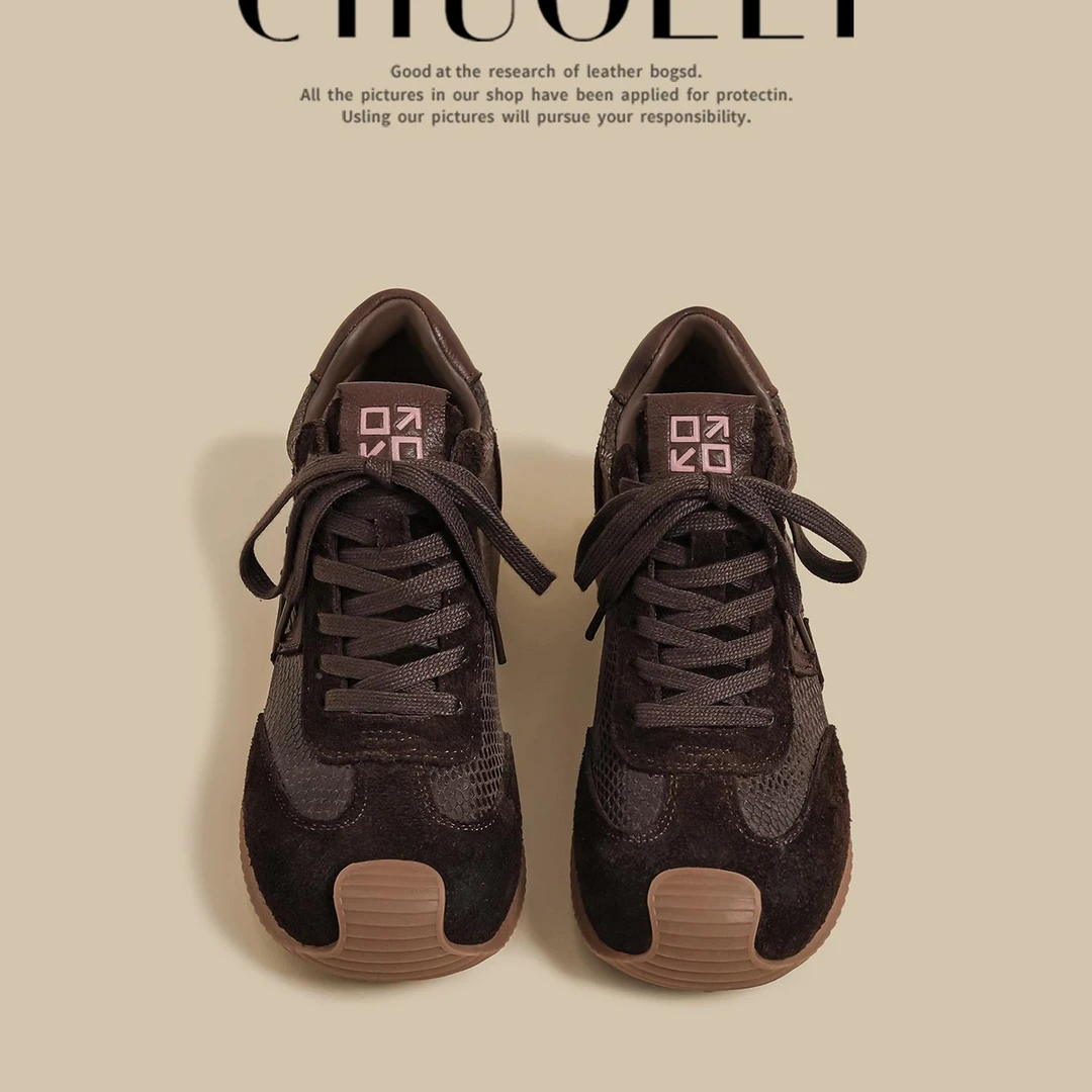 明星同款网红鞋子阿甘鞋女棕色覆古设计感潮鞋运动休闲德训老爹鞋