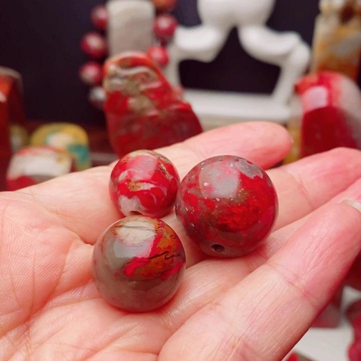 长***美昌化鸡血石鸡血石圆珠