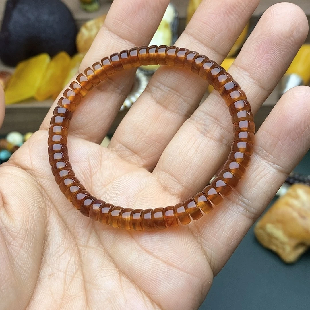 琥珀颈饰未镶嵌坤茶珀药片单圈