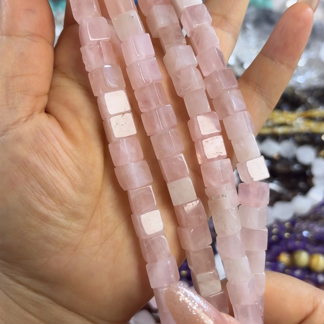 玛瑙/玉髓未镶嵌珠宝半成品卡8+粉水方糖一长条