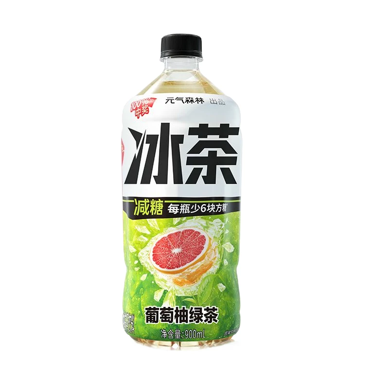 【葡萄柚绿茶】元气森林冰茶900ml减糖瓶装饮料夏日解渴饮品