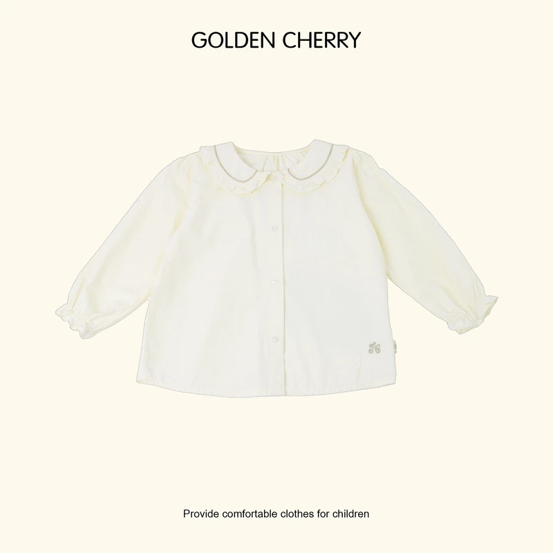 【Golden cherry】小童米白色娃娃领gc小标衬衫JYT1044