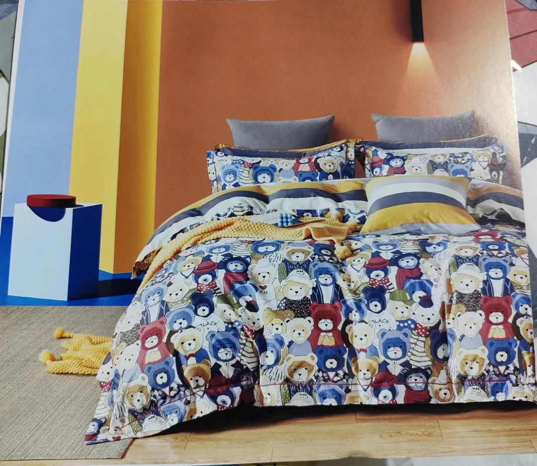 专享【京かわ会社】纯棉匹马棉四件套 社会熊