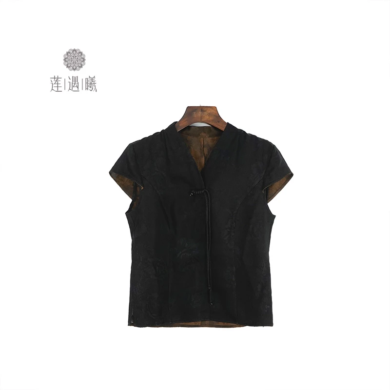 栖迟花罗桑蚕丝罗织香云纱开衫上衣莲遇曦时装YD2467-588