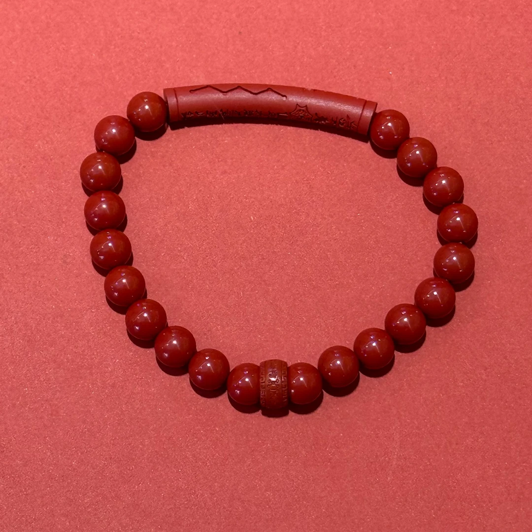 天然辰砂【吉祥】朱砂手串本命年限定男款马鼠兔牛