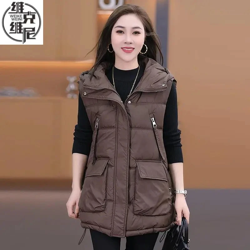 连帽精致女马甲女2025秋冬季外穿新款时髦洋气背心中长款修身外套