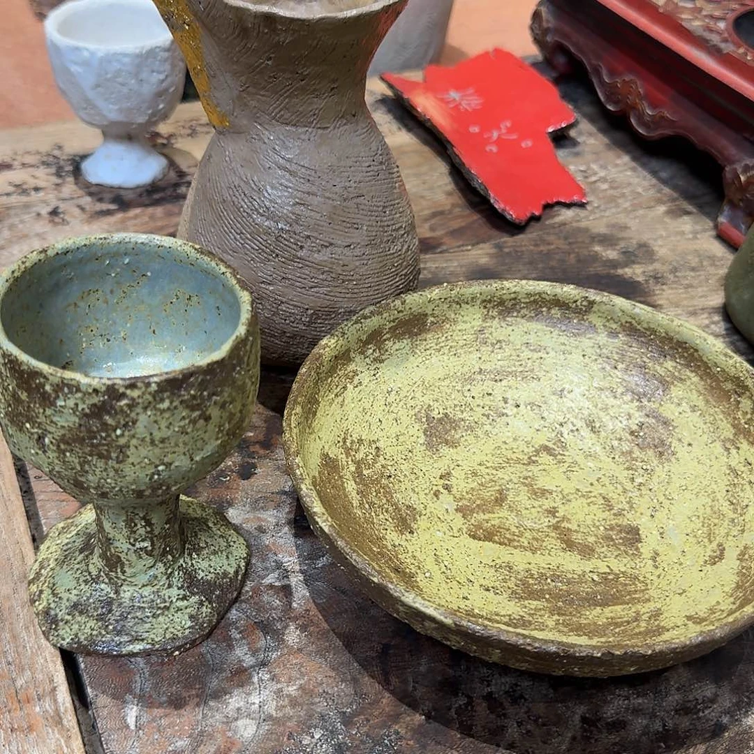 澜***溪黎子老师作品盘子高脚咖啡壶